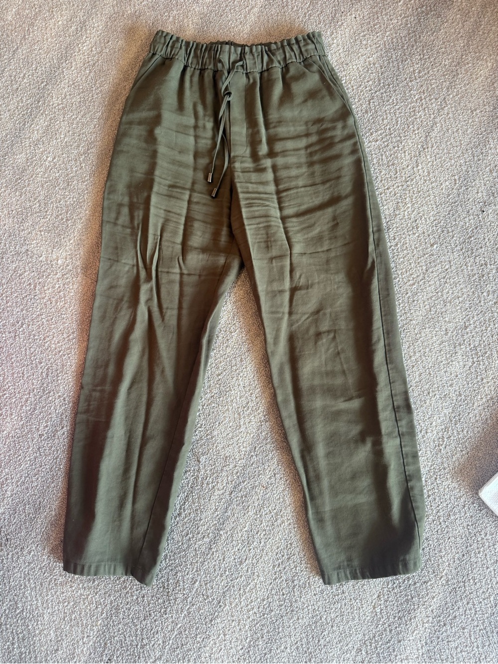 Mango Women's Olive Green Straight-Leg Drawstring Pants